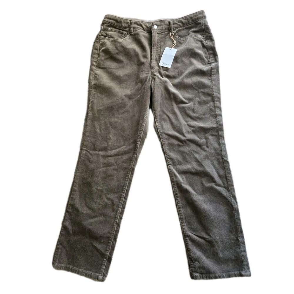 NWT Quince Corduroy Straight Leg Pants Women’s Sz 14 Seaweed Comfort Classic